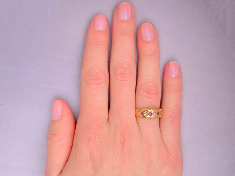 Edwardian English Ruby Diamond 18k Ring