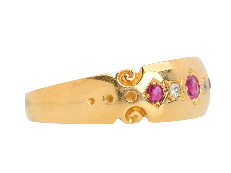 Edwardian English Ruby Diamond 18k Ring