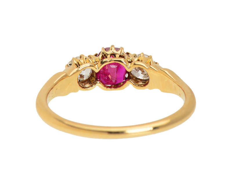Ruby Radiance - Antique Three Stone Diamond Ring