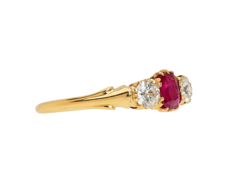 Ruby Radiance - Antique Three Stone Diamond Ring