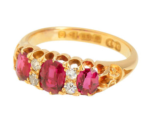 Natural Ruby Diamond Ring 18k Gold of 1903
