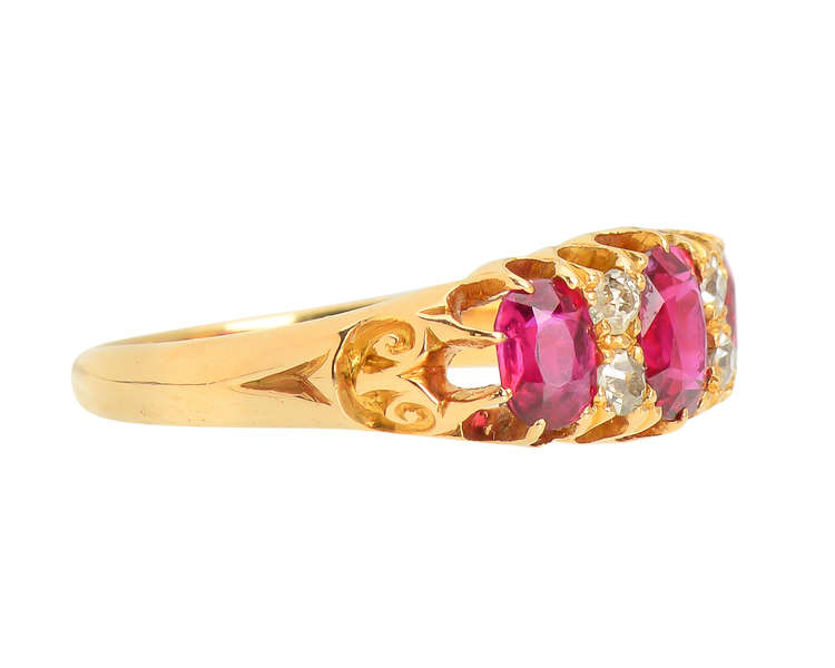 Natural Ruby Diamond Ring 18k Gold of 1903