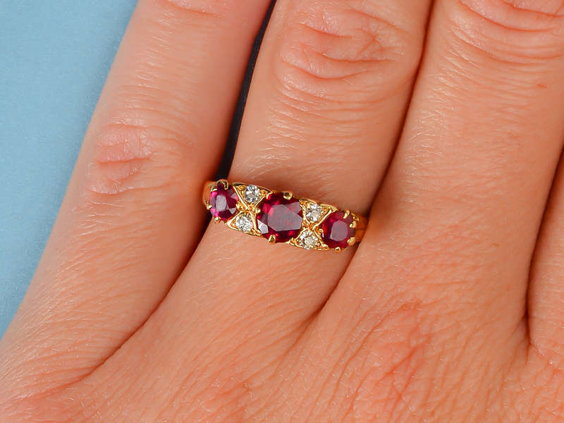 Fine Ruby Trilogy & Diamond Ring
