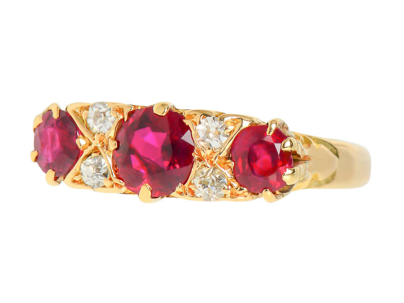 Fine Ruby Trilogy & Diamond Ring