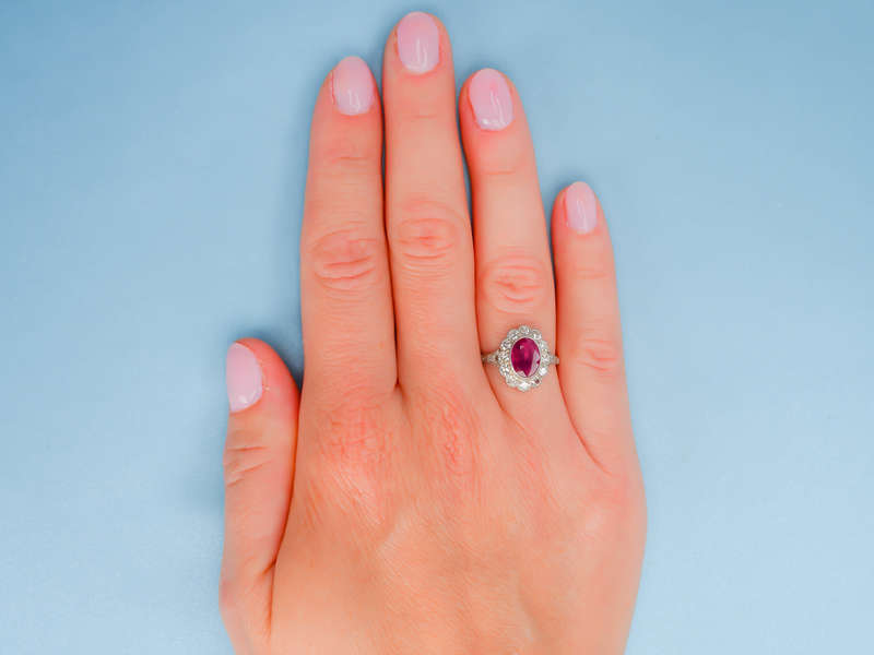 Natural Burmese Ruby Diamond Ring