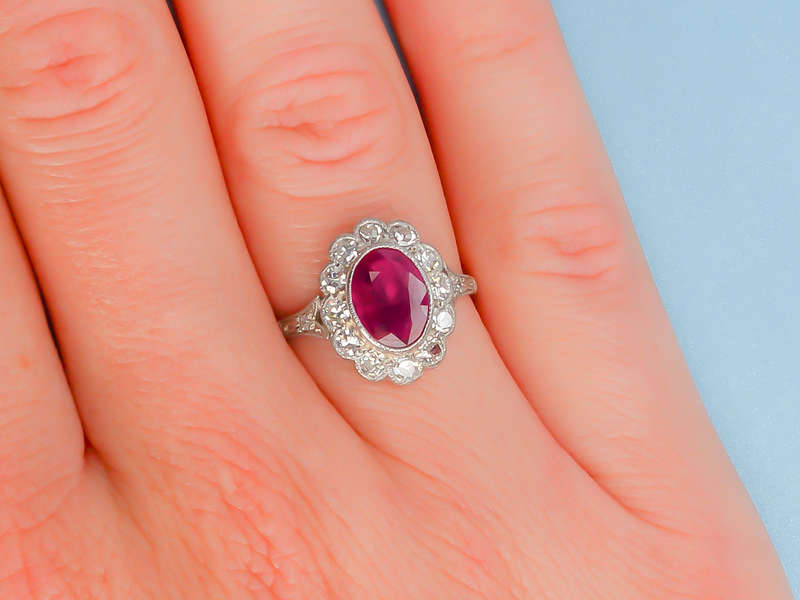 Natural Burmese Ruby Diamond Ring
