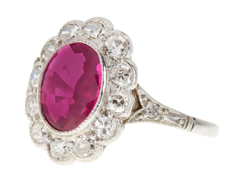 Natural Burmese Ruby Diamond Ring