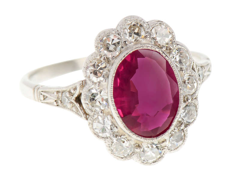 Natural Burmese Ruby Diamond Ring