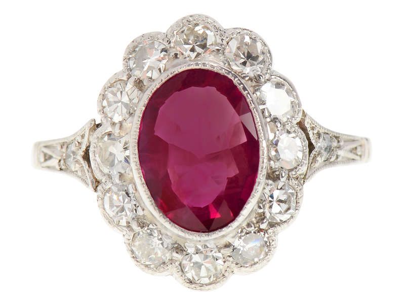 Natural Burmese Ruby Diamond Ring