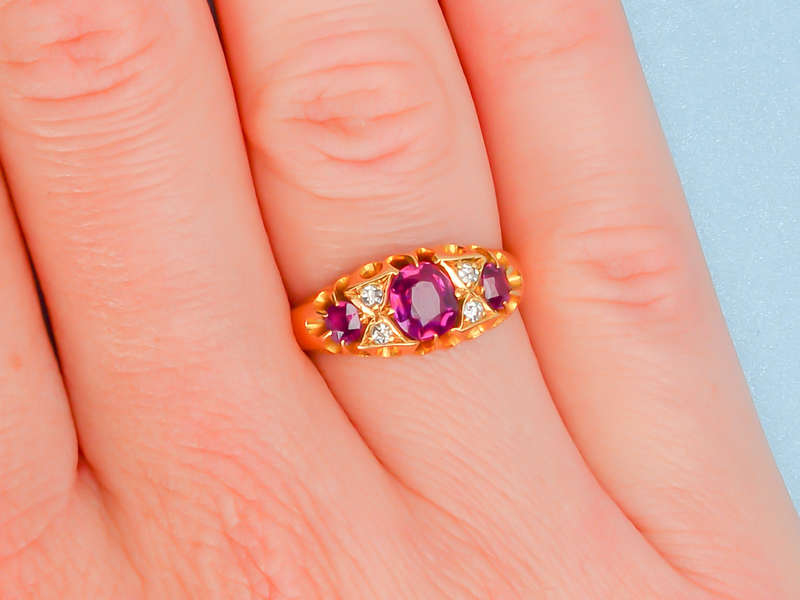 18k Gold Ruby Diamond Ring From 1915
