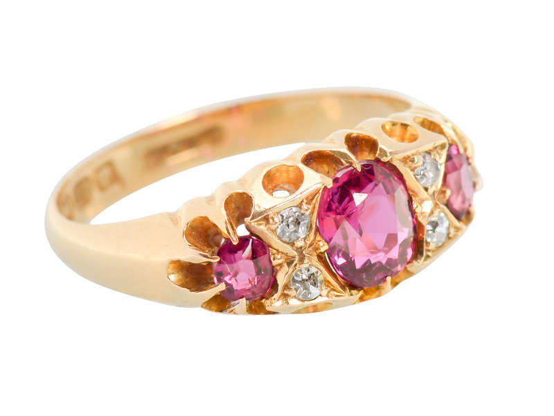 18k Gold Ruby Diamond Ring From 1915