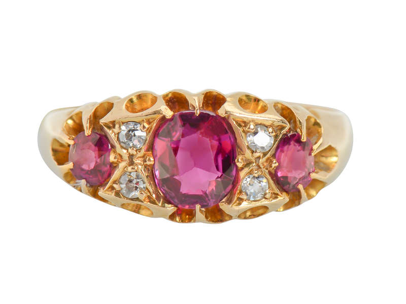 18k Gold Ruby Diamond Ring From 1915