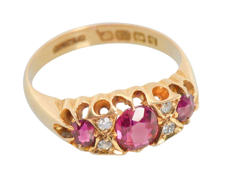 18k Gold Ruby Diamond Ring From 1915
