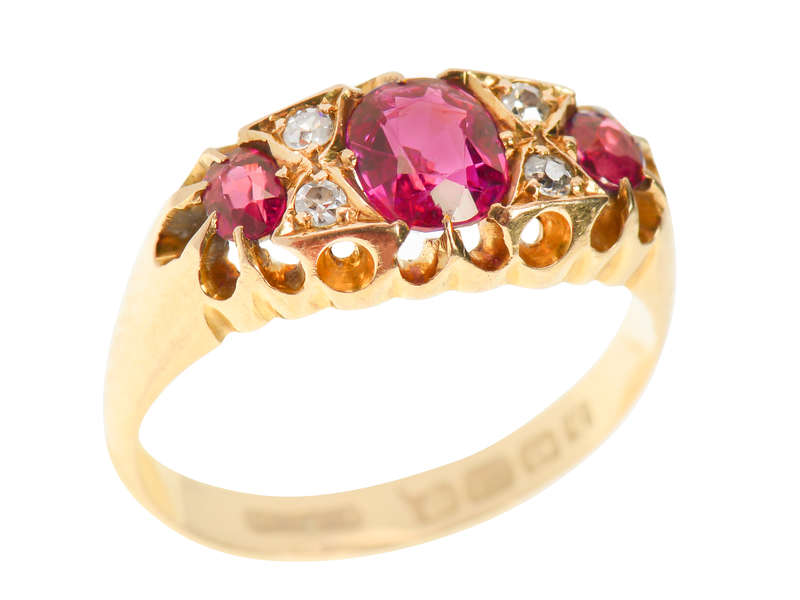
                      
                        18k Gold Ruby Diamond Ring From 1915
                      
                    