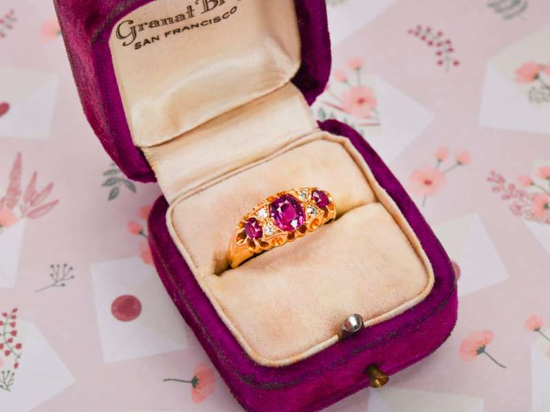 18k Gold Ruby Diamond Ring From 1915