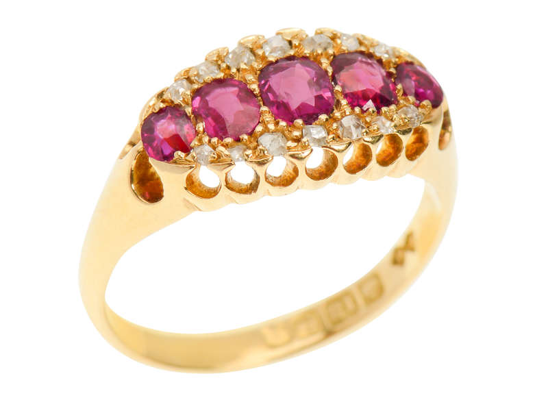 Five Stone Ruby Ring from the Year 1910