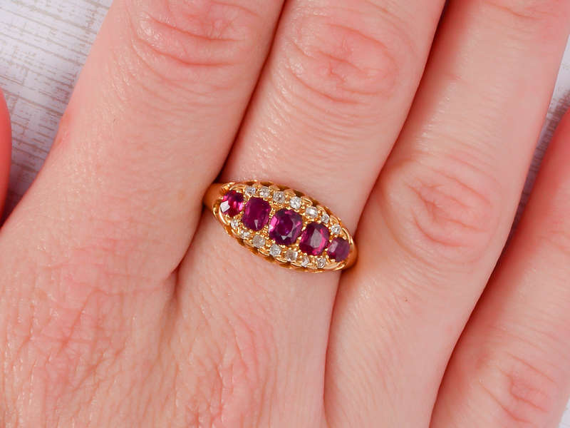 Five Stone Ruby Ring from the Year 1910