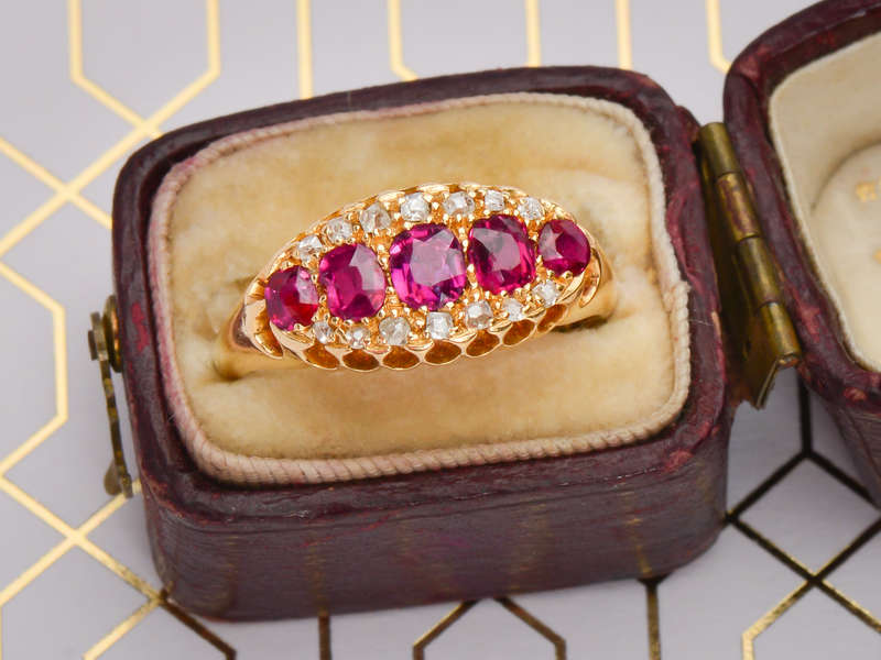 Five Stone Ruby Ring from the Year 1910