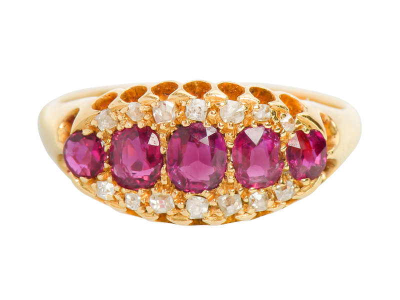 Five Stone Ruby Ring from the Year 1910