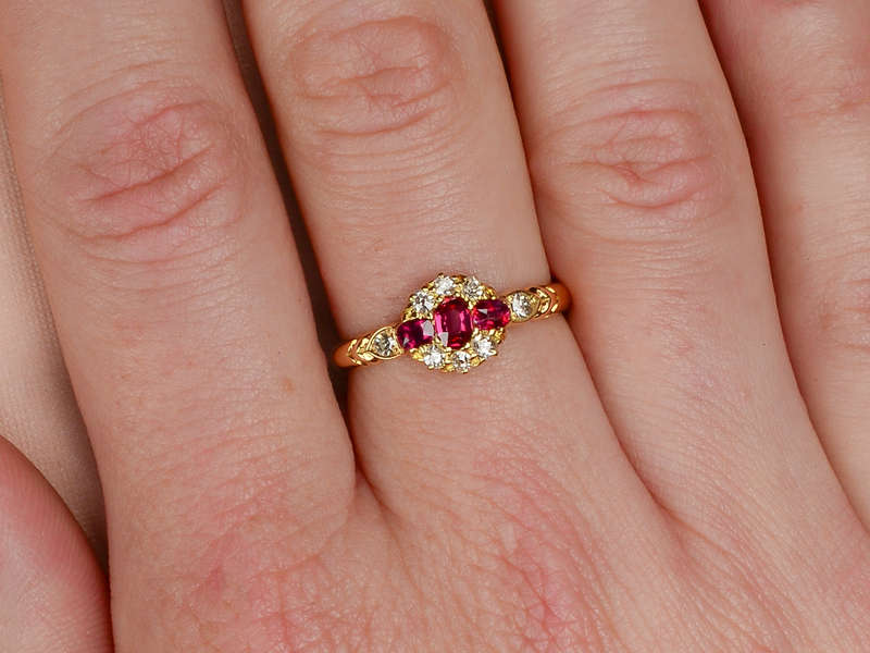 Trio of Rubies in an Antique Ring