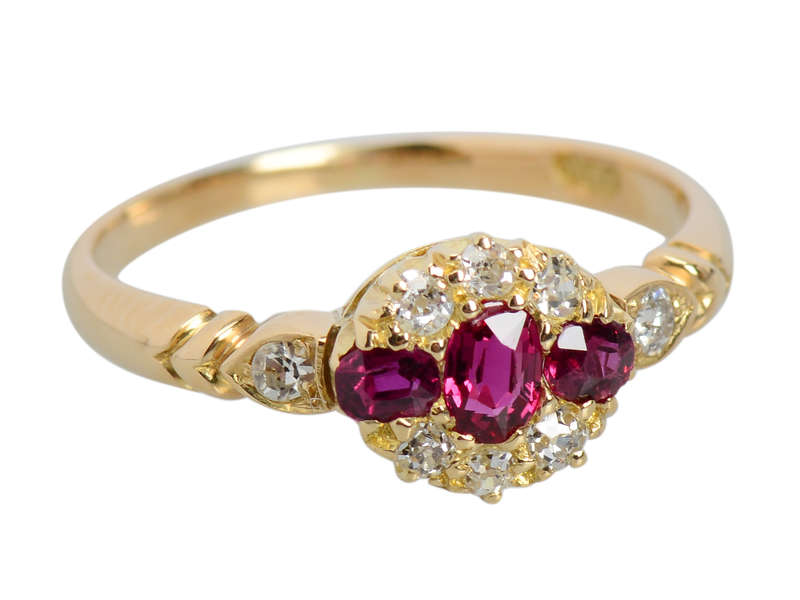 Trio of Rubies in an Antique Ring