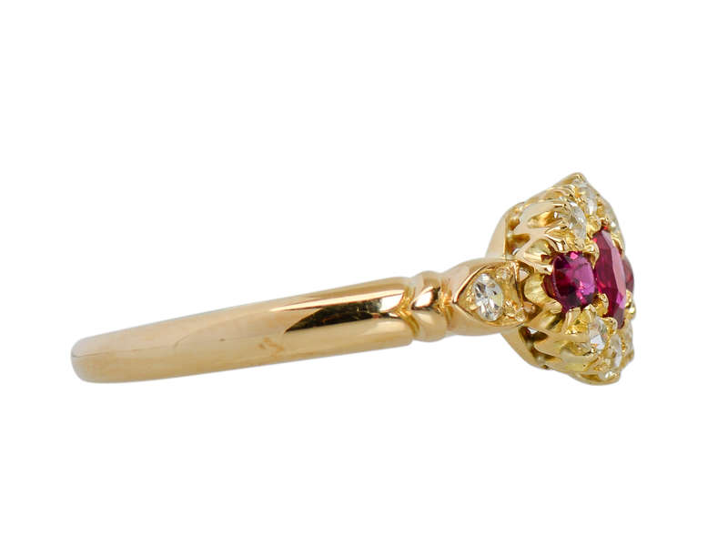 Trio of Rubies in an Antique Ring