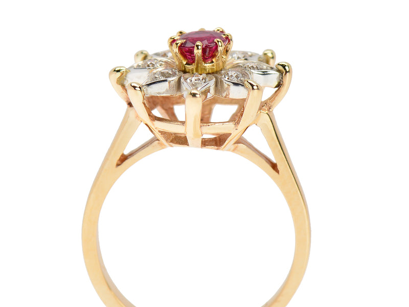 Vintage Red Ruby Diamond Star Ring