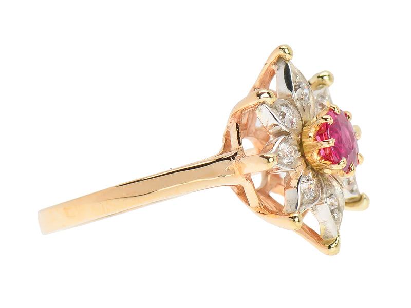 Vintage Red Ruby Diamond Star Ring