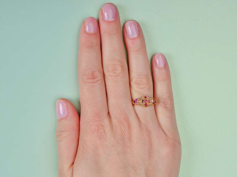Ruby Radiance - Antique Diamond Ring of 1908