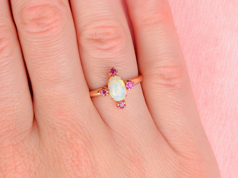 Antique Australian Opal Ruby Ring