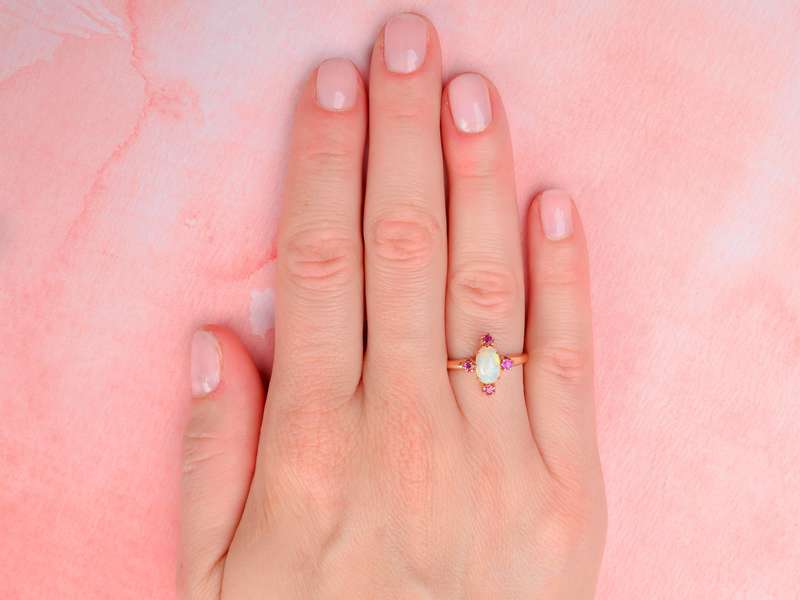 Antique Australian Opal Ruby Ring