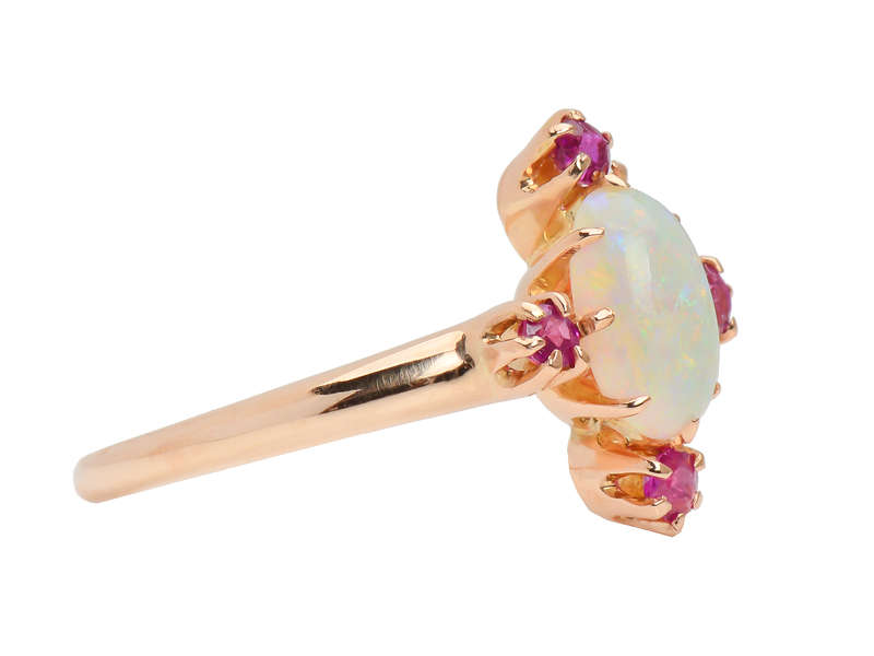 Antique Australian Opal Ruby Ring