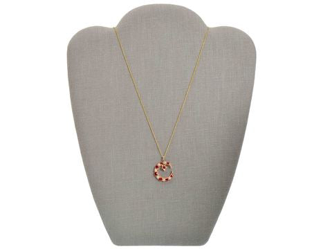 Edwardian Crescent Moon Star Ruby Pendant