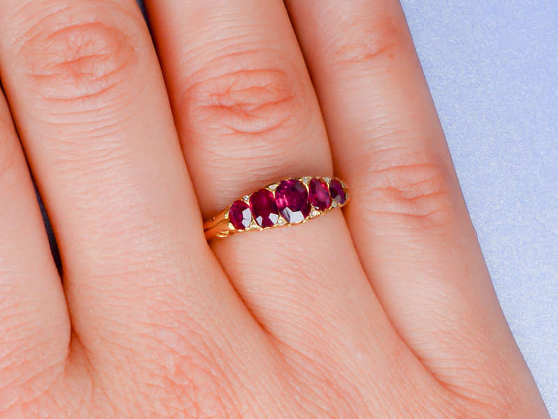 Make Mine Rubies - Five Stone Antique Ring