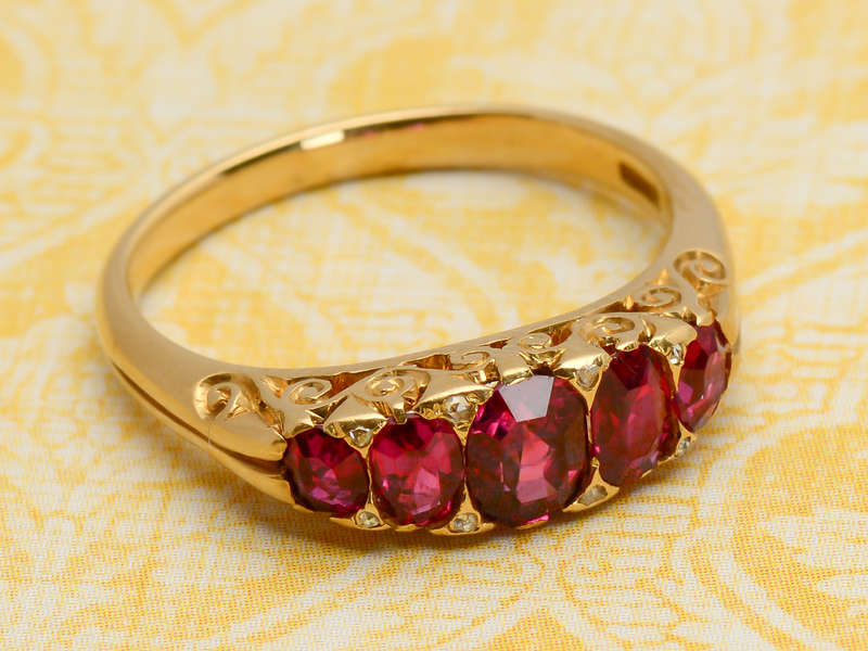 Make Mine Rubies - Five Stone Antique Ring