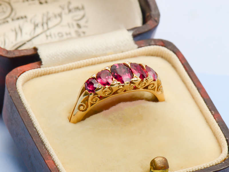 Make Mine Rubies - Five Stone Antique Ring