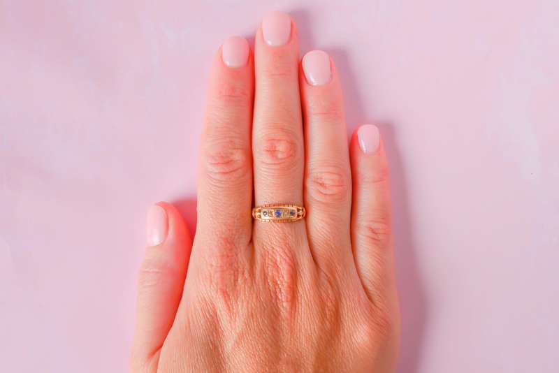 Sapphire Diamond Antique Ring from 1899