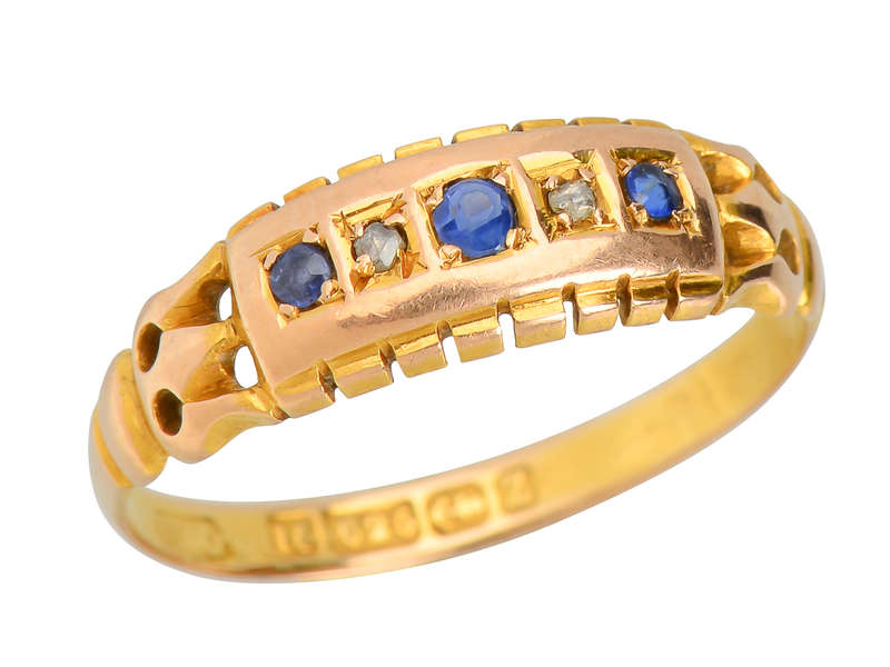 Sapphire Diamond Antique Ring from 1899