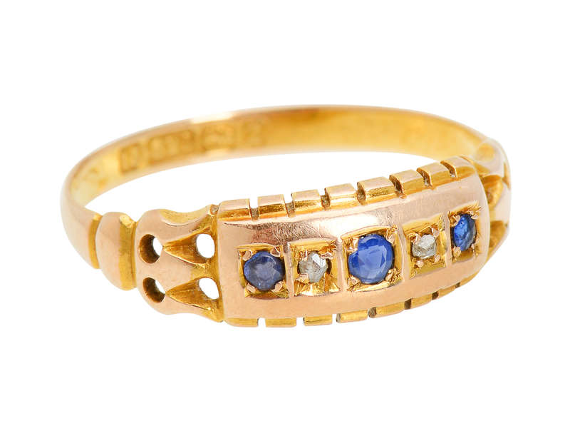 Sapphire Diamond Antique Ring from 1899