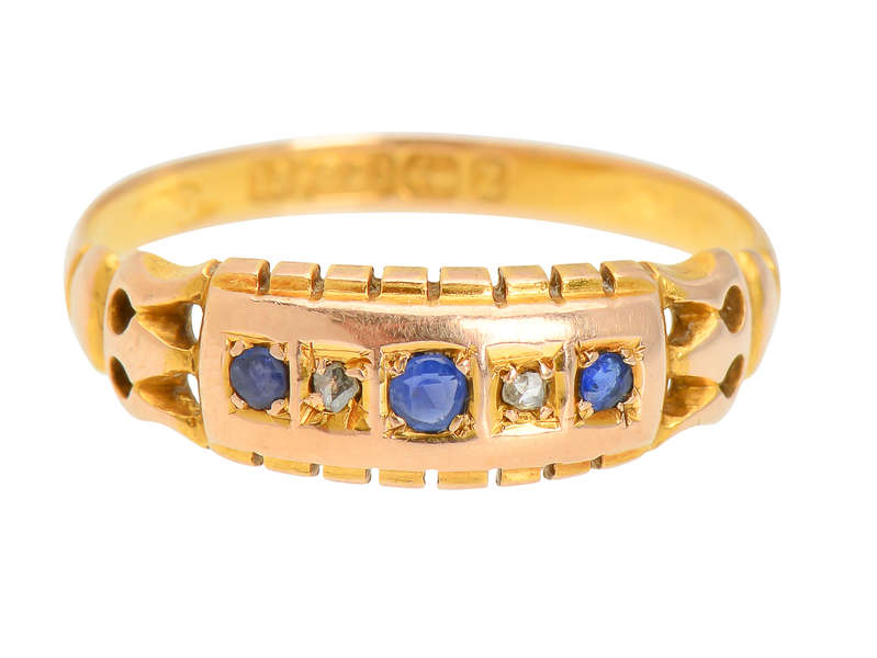 Sapphire Diamond Antique Ring from 1899