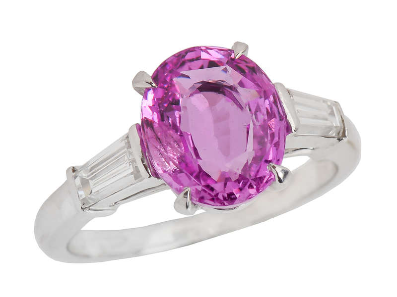 Pink Passion - Sapphire Diamond Baguette Ring