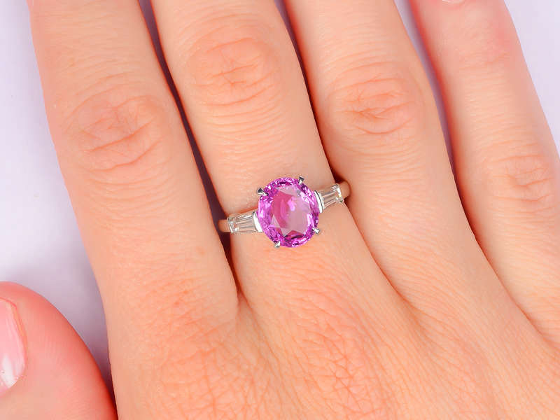 Pink Passion - Sapphire Diamond Baguette Ring