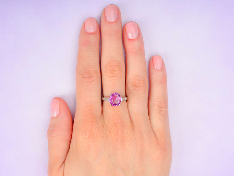 Pink Passion - Sapphire Diamond Baguette Ring