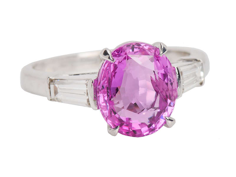 Pink Passion - Sapphire Diamond Baguette Ring