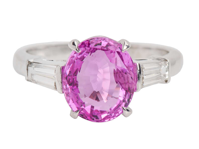 Pink Passion - Sapphire Diamond Baguette Ring