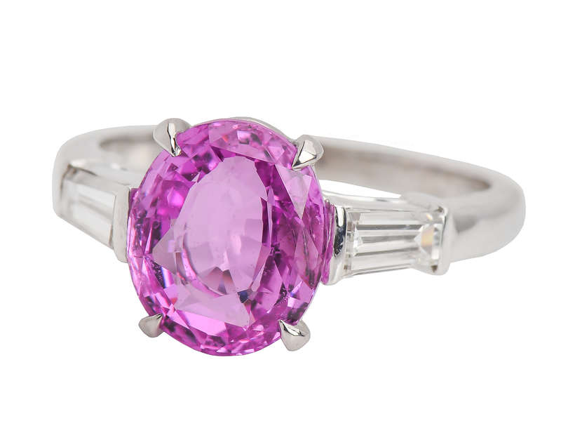 Pink Passion - Sapphire Diamond Baguette Ring