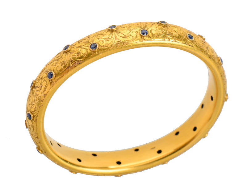 
                      
                        Art Nouveau Sapphire Gold Bangle Bracelet
                      
                    