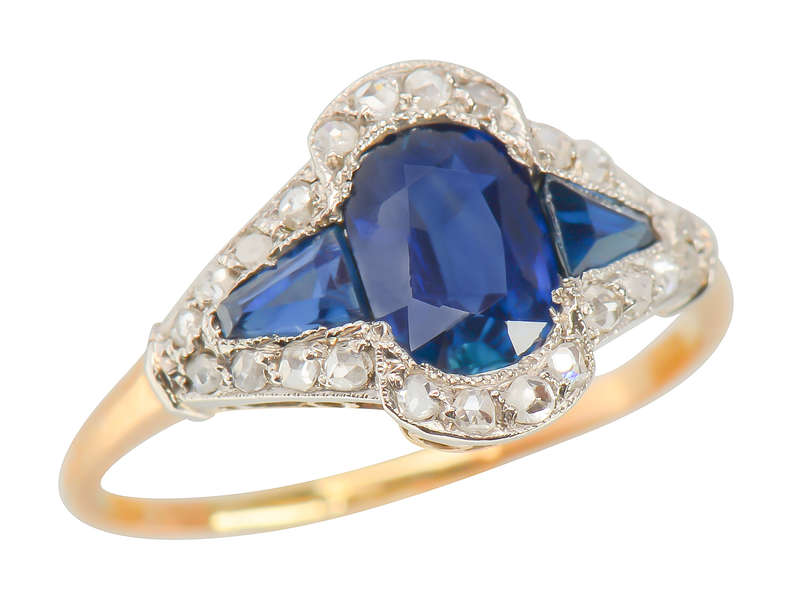 Cutting Edge - Art Deco Sapphire Diamond Ring