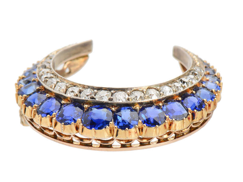 Victorian Sapphire Crescent Moon Brooch