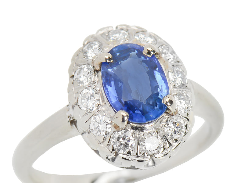 Vintage Sapphire Diamond Engagement Ring